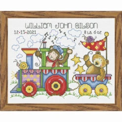 Herrschners Circus Train Birth Record Counted Cross-Stitch Kit