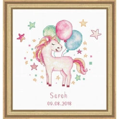 Luca-S Unicorn Birth Record Counted Cross-Stitch Kit