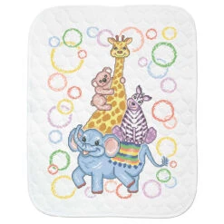 Baby By Herrschners Zoo Stack Baby Quilt Stamped Cross-Stitch Kit