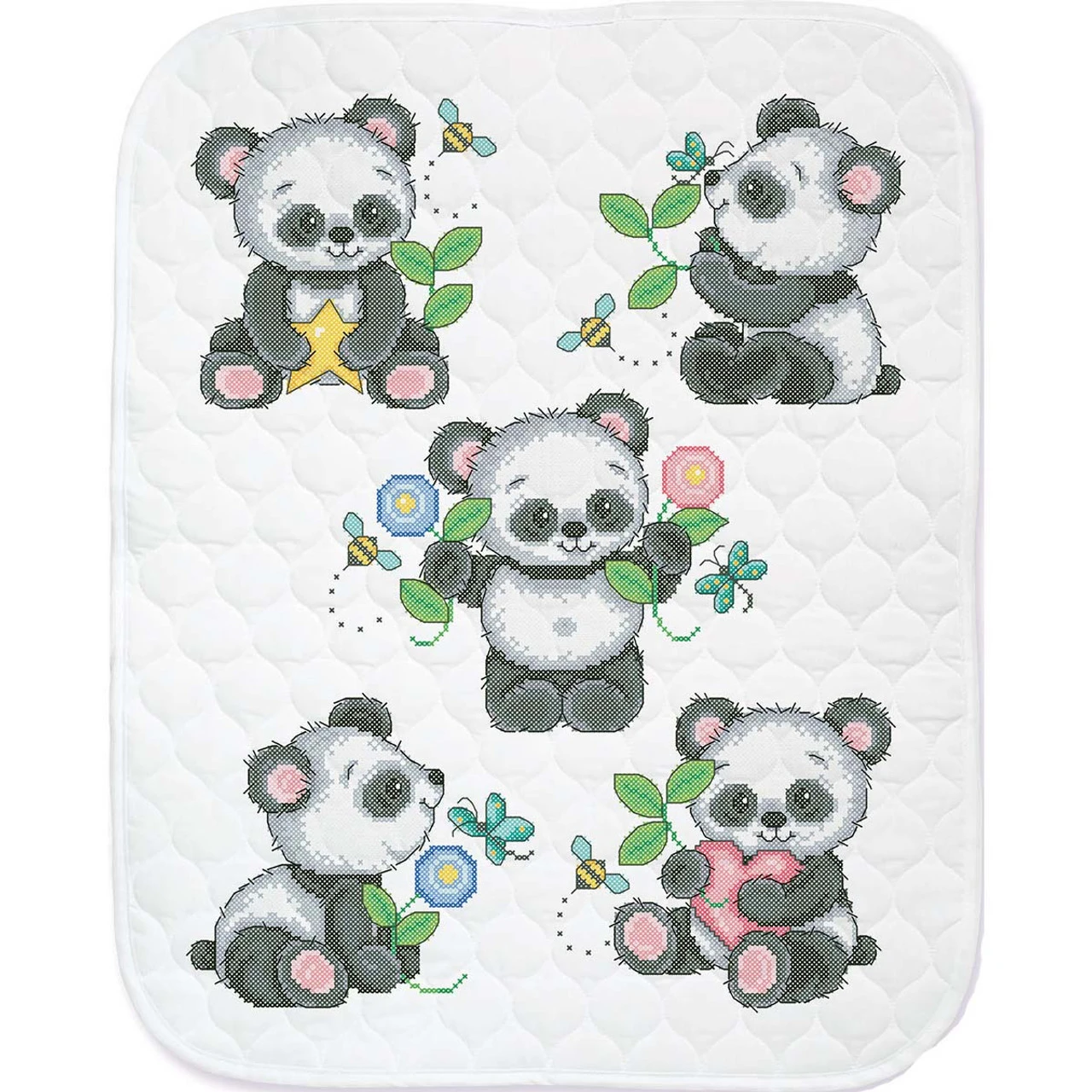 Herrschners Playful Pandas Quilt Stamped Cross-Stitch Kit 3 Herrschners Playful Pandas Quilt Stamped Cross-Stitch Kit