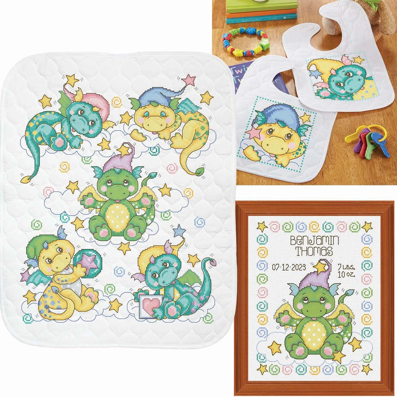 Baby By Herrschners Sleepy Dragons Set 3 Baby By Herrschners Sleepy Dragons Set