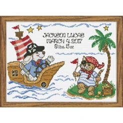 Baby By Herrschners Pirate Voyage Birth Record Counted Cross-Stitch Kit