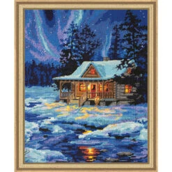 Dimensions Winter Sky Cabin Needlepoint Kit