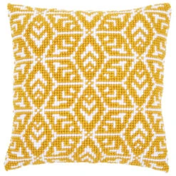 Vervaco Yellow Geometric Design Pillow Cover Needlepoint Kit