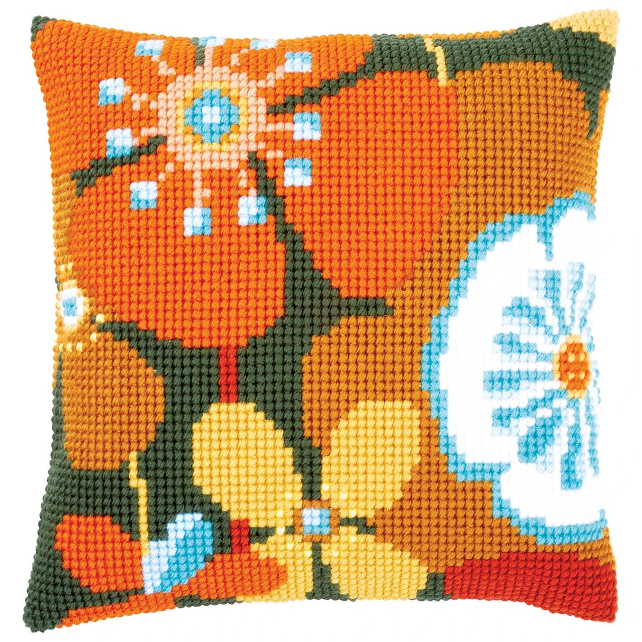 Vervaco Retro Flowers II Pillow Cover Needlepoint Kit 3 Vervaco Retro Flowers II Pillow Cover Needlepoint Kit