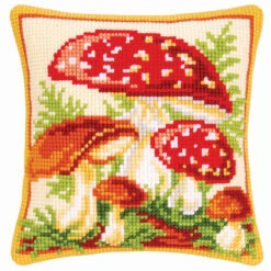 Vervaco Mushrooms Pillow Cover Needlepoint Kit