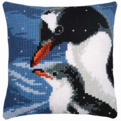 Vervaco Penguin & Chick Pillow Cover Needlepoint Kit
