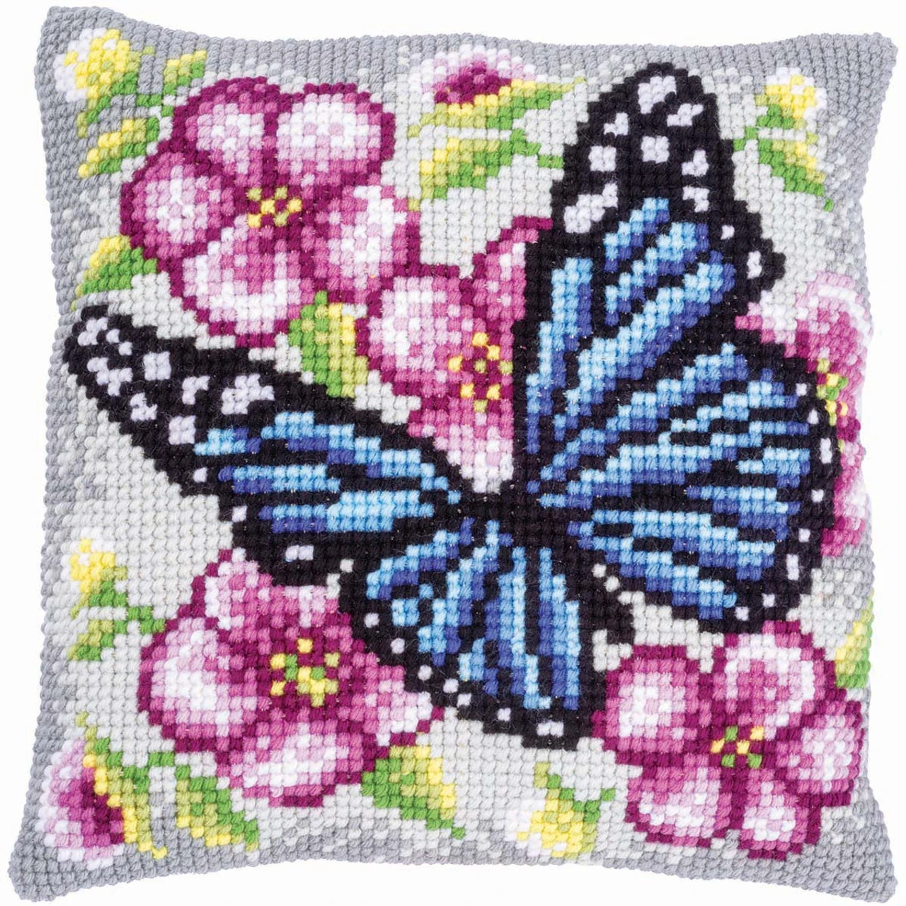 Vervaco Butterfly Among Flowers Pillow Cover Needlepoint Kit 3 Vervaco Butterfly Among Flowers Pillow Cover Needlepoint Kit