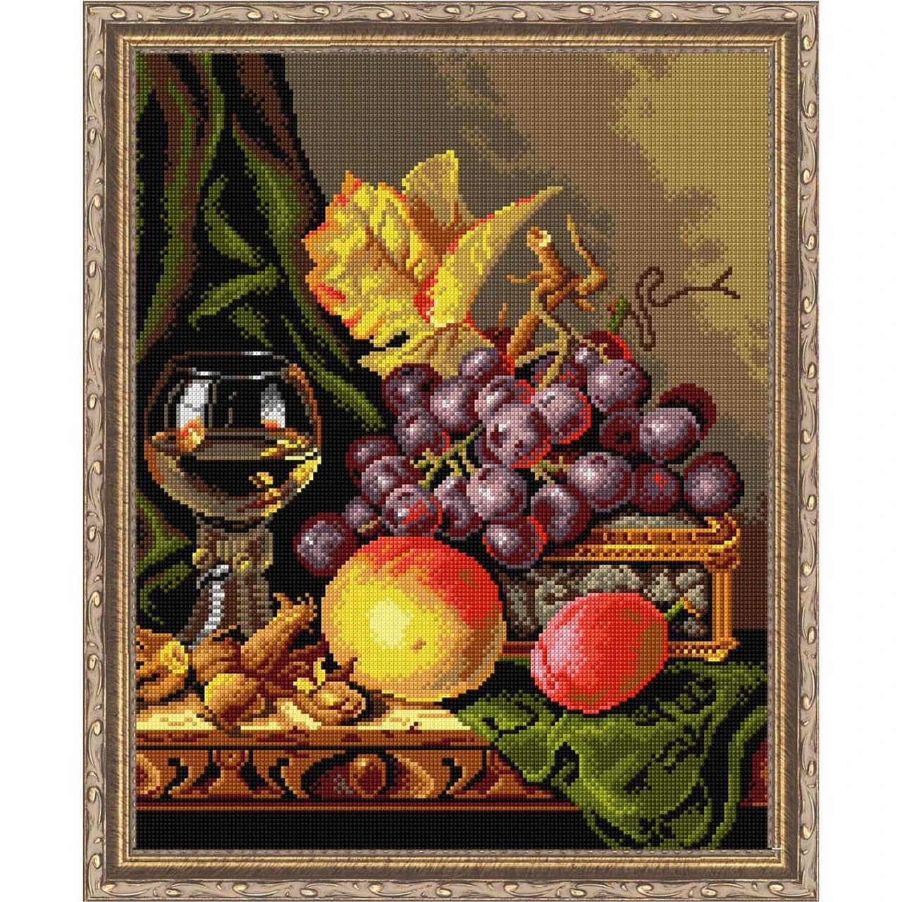 Orchidea Still Life With Wine Needlepoint Canvas 3 Orchidea Still Life With Wine Needlepoint Canvas