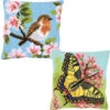 Vervaco Birds & Butterflies Pillow Covers Needlepoint Kit 1 Vervaco Birds & Butterflies Pillow Covers Needlepoint Kit -Prym Clover Shop 063770 53811.1693402609