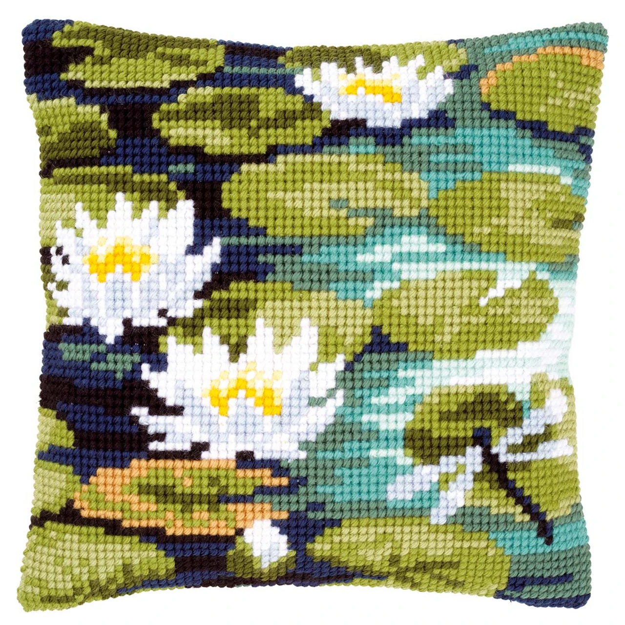 Vervaco Water Lilies Pillow Cover Needlepoint Kit 3 Vervaco Water Lilies Pillow Cover Needlepoint Kit