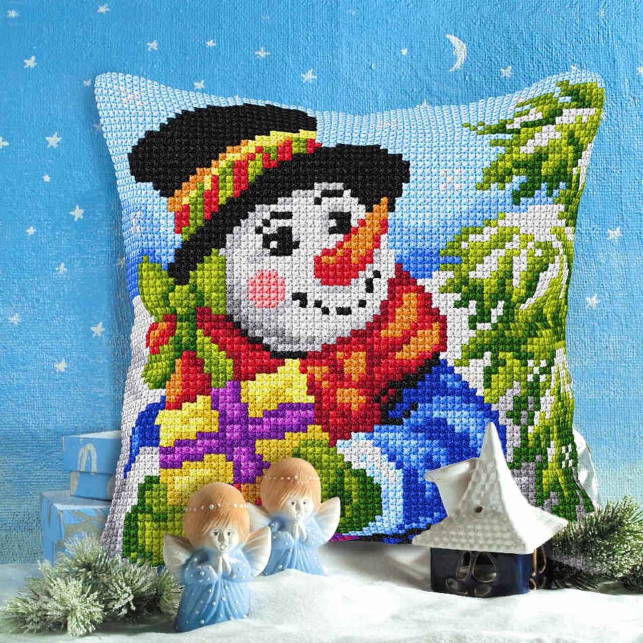 Orchidea Snowman Pillow Needlepoint Kit 4 Orchidea Snowman Pillow Needlepoint Kit - Image 2