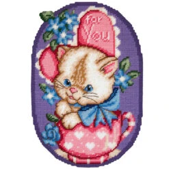 Herrschners Valentine's Kitten Wall Hanging Plastic Canvas Kit
