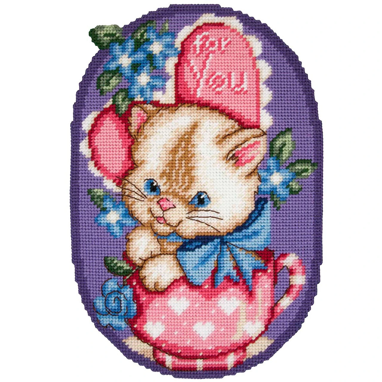 Herrschners Valentine's Kitten Wall Hanging Plastic Canvas Kit 3 Herrschners Valentine's Kitten Wall Hanging Plastic Canvas Kit