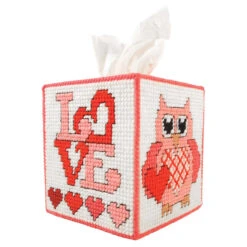 Herrschners Hearts & Love Tissue Box Plastic Canvas Kit