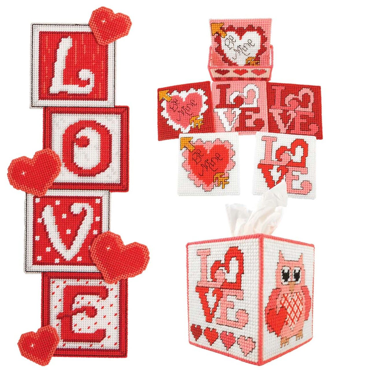 Herrschners Hearts & Love Set Plastic Canvas 3 Herrschners Hearts & Love Set Plastic Canvas