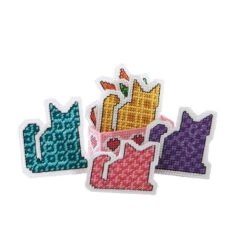 Herrschners Patchwork Kitten Coasters With Holder Plastic Canvas Kit