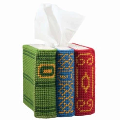 Herrschners Book Stack Tissue Box Plastic Canvas Kit