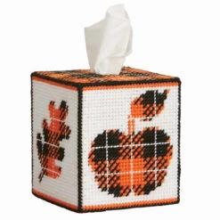Herrschners Fall Gingham Tissue Box Plastic Canvas Kit