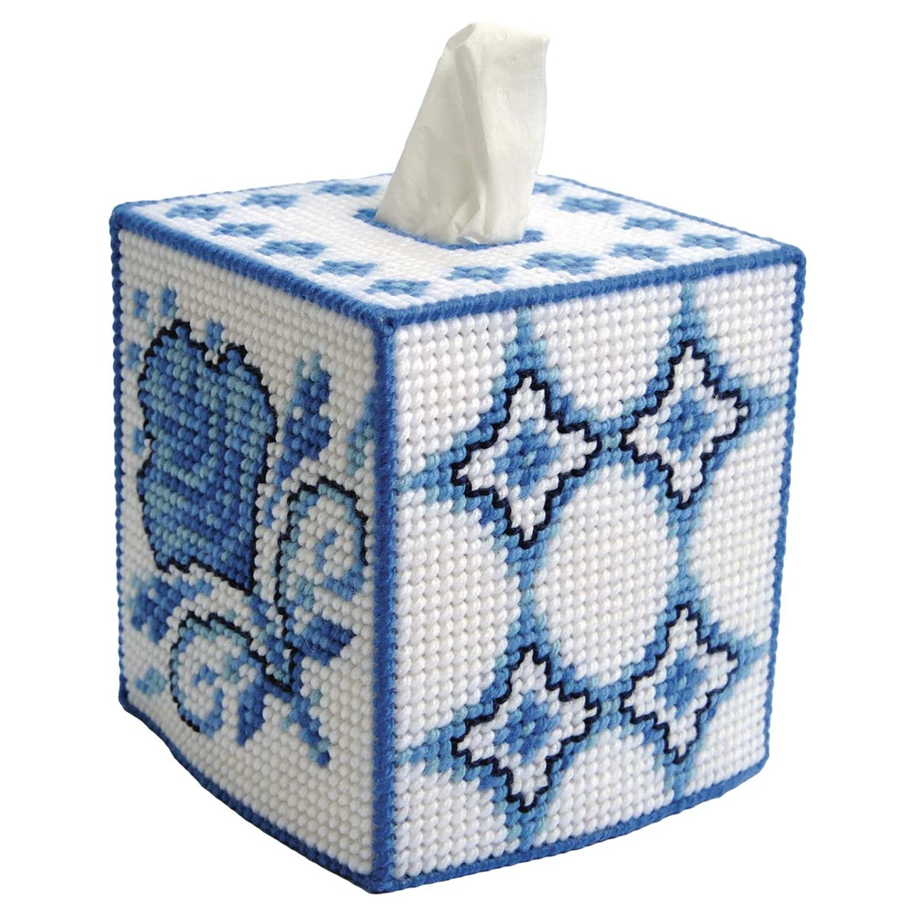 Herrschners Azure Field Tissue Box Plastic Canvas Kit 3 Herrschners Azure Field Tissue Box Plastic Canvas Kit