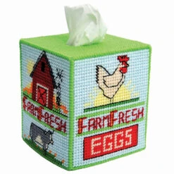 Herrschners Farm Fresh Tissue Box Plastic Canvas Kit