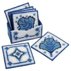 Herrschners Azure Field Coasters Plastic Canvas Kit