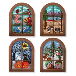 Herrschners Out My Window Set & Frame Plastic Canvas