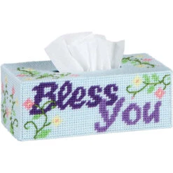 Herrschners Bless You Tissue Box Plastic Canvas Kit