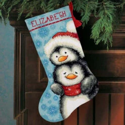 Dimensions Hugging Penguins Stocking Needlepoint Kit