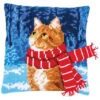 Vervaco Cat With Scarf Pillow Cover Needlepoint Kit -Prym Clover Shop 520087 48713.1693461163