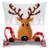 Vervaco Reindeer With A Red Scarf Pillow Cover Needlepoint Kit