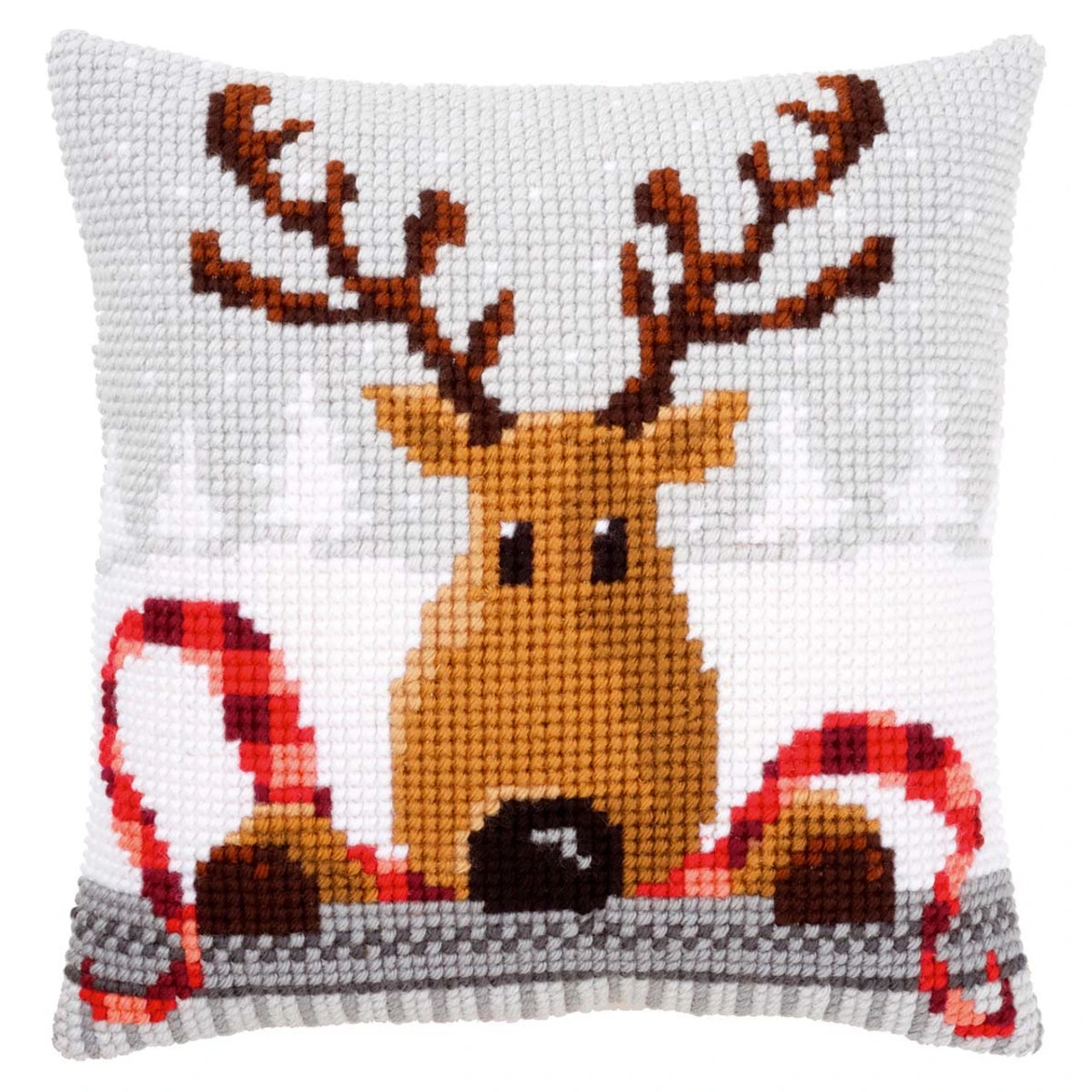 Vervaco Reindeer With A Red Scarf Pillow Cover Needlepoint Kit 3 Vervaco Reindeer With A Red Scarf Pillow Cover Needlepoint Kit