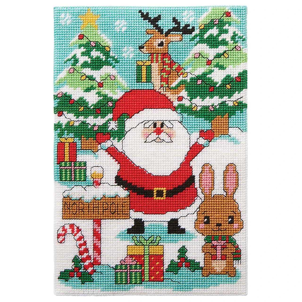 Herrschners North Pole Visit Wall Hanging Plastic Canvas Kit 3 Herrschners North Pole Visit Wall Hanging Plastic Canvas Kit