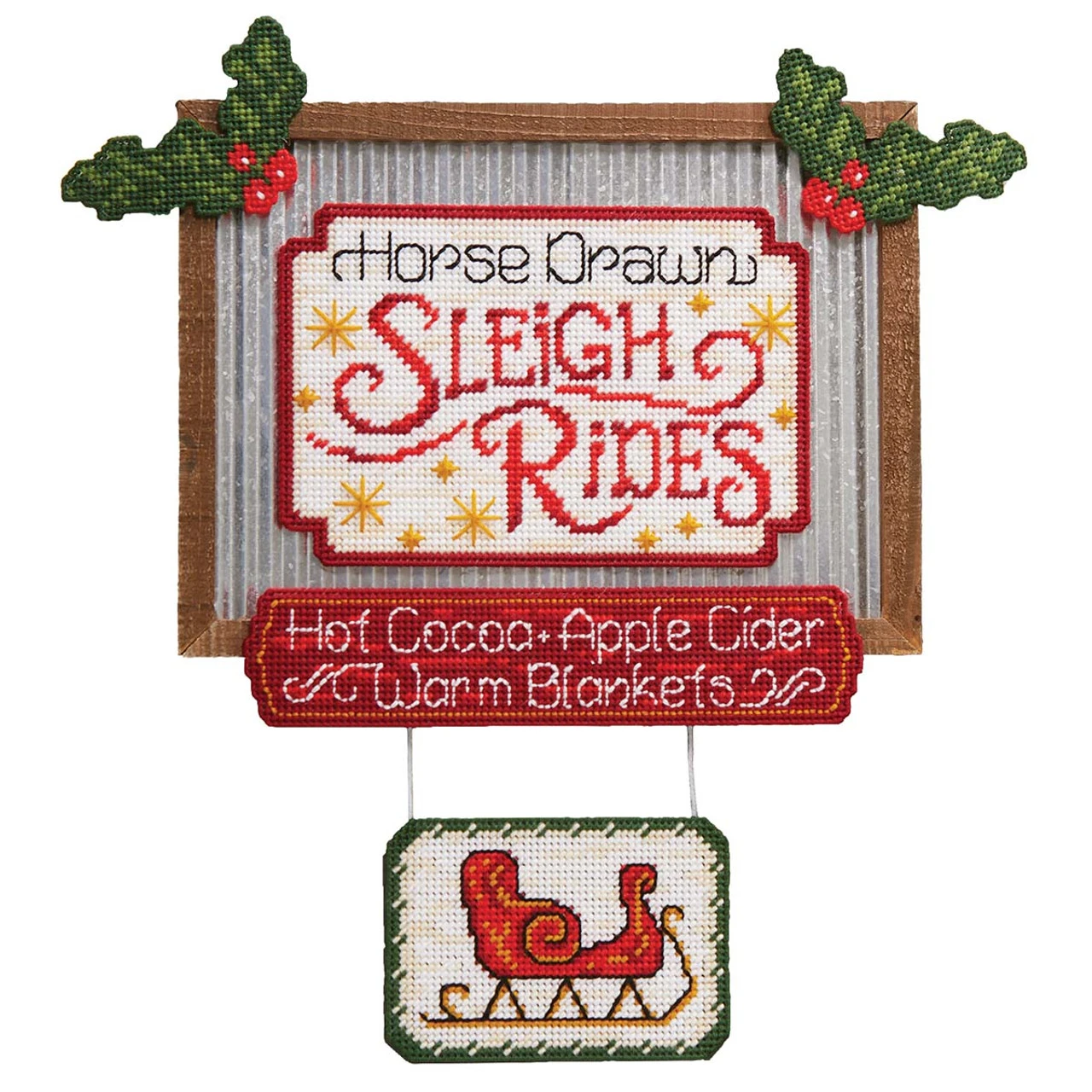 Herrschners Sleigh Rides Tin Frame Plastic Canvas Kit 3 Herrschners Sleigh Rides Tin Frame Plastic Canvas Kit