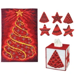 Herrschners Red Swirl Set Plastic Canvas