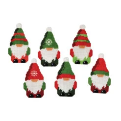 Herrschners Gnome For The Holiday Ornaments Plastic Canvas Kit