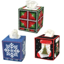Herrschners Christmas Tissue Box Trio Plastic Canvas