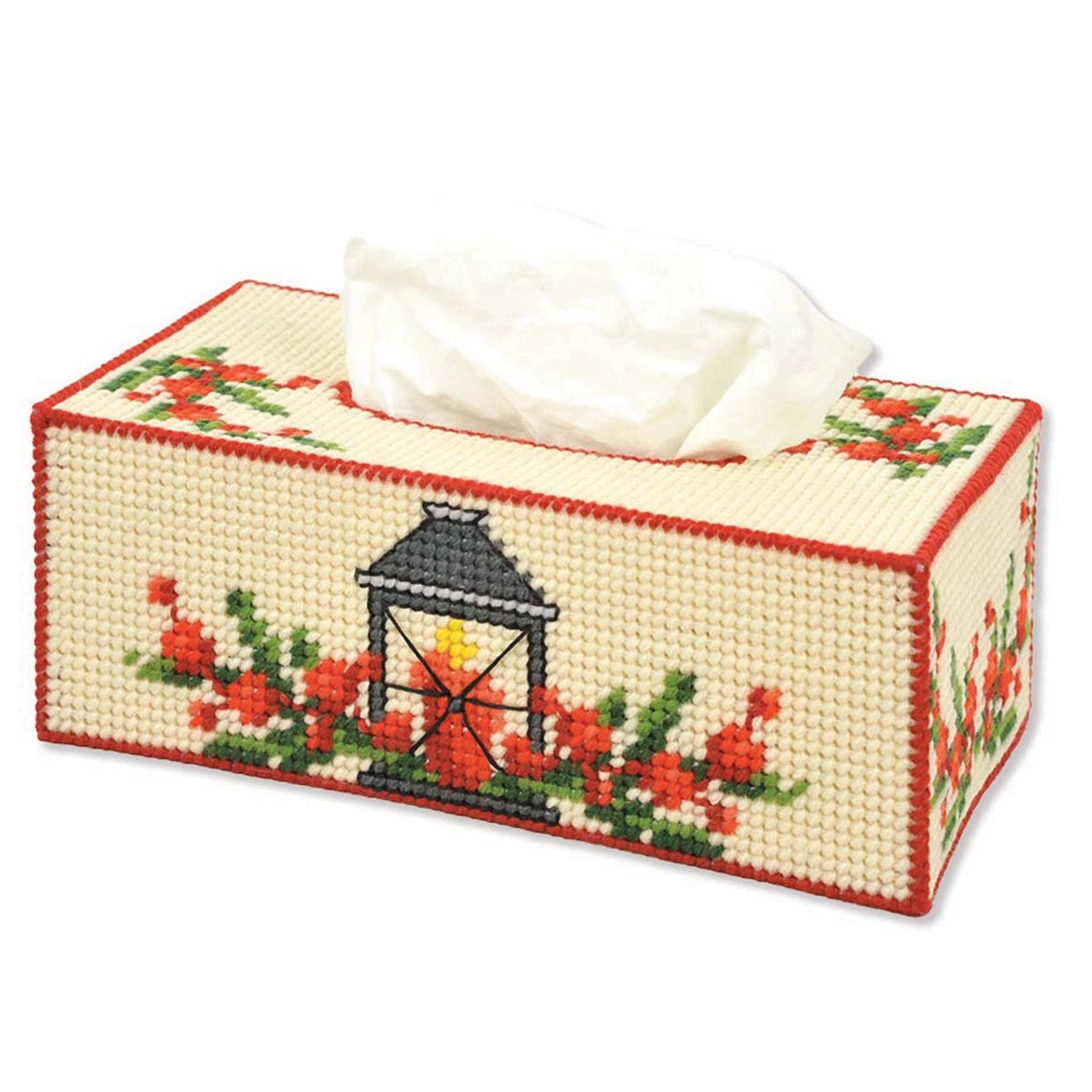 Herrschners Winter Lantern Tissue Box Plastic Canvas Kit 3 Herrschners Winter Lantern Tissue Box Plastic Canvas Kit