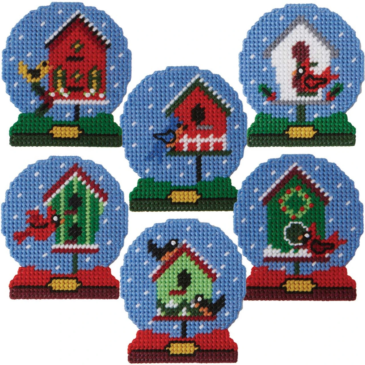 Herrschners Birdhouse Snow Globe Ornaments Plastic Canvas Kit 3 Herrschners Birdhouse Snow Globe Ornaments Plastic Canvas Kit
